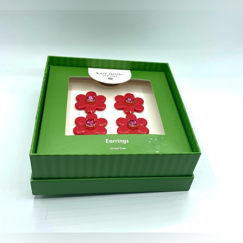Kate Spade Target Red Flower Earrings - Picture 3 of 3